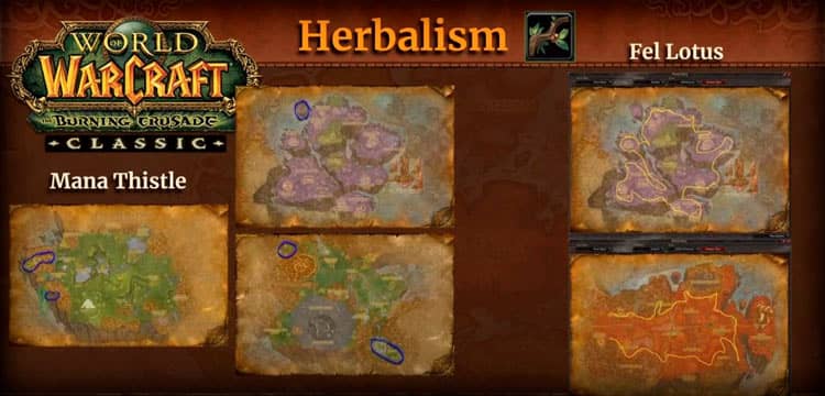 Herbalism Fel Lotus Routes in TBC